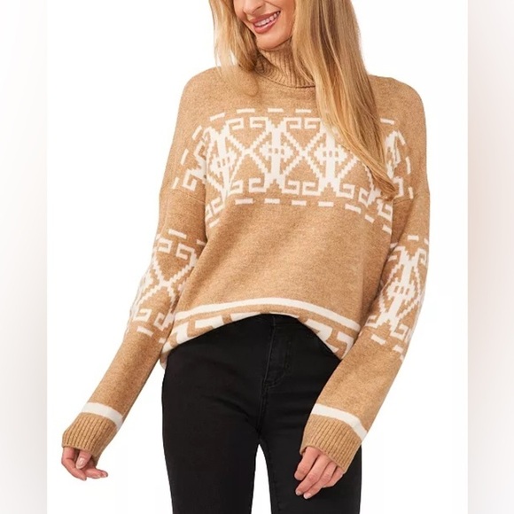 CeCe
Women's Fair Isle Long Sleeve Turtleneck Sweater latte Heather - Picture 1 of 5